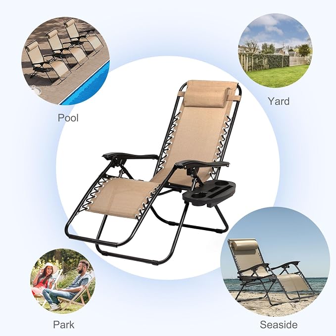 Nazhura Set of 2 Relaxing Recliners Patio Chairs Adjustable Steel Mesh Zero - Image 8