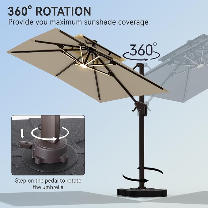 10' X 13' Cantilever Patio Outdoor Umbrella - Image 5