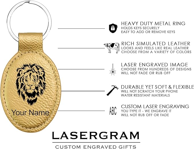 LaserGram Oval Keychain, Off Road Racer, Personalized Engraving Included (Gold)