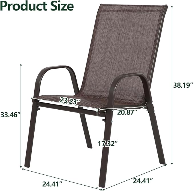 Majnesvon Outdoor Patio Chairs Set of 6, Stackable Patio Chairs, Front Porch - Image 2