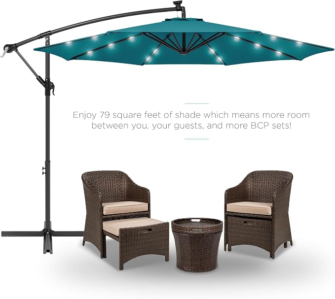 Best Choice Products 10ft Solar LED Offset Cantilever Hanging Market Patio - Image 2