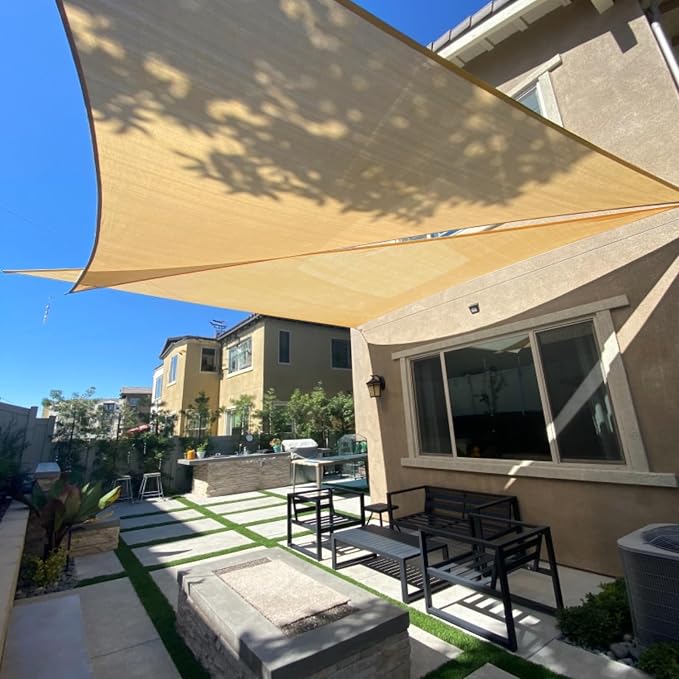 Sun Shade Sail 15'x15'x15' Sand Triangle Shade Cover Custom Size | 95% UV Block by SUNLAX