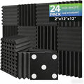 24 Pack Acoustic Foam Panels, 12 x 12 x 2 Inches Mirovant Designed Sound Proof Foam Panels for Walls Soundproofing Wedges Studio Foam Noise Absorbing Black