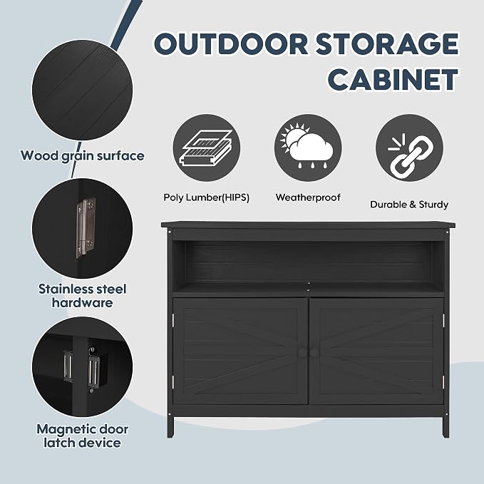 HIPS All-Weather Outdoor Storage Cabinet, Outdoor Sideboard - Image 4