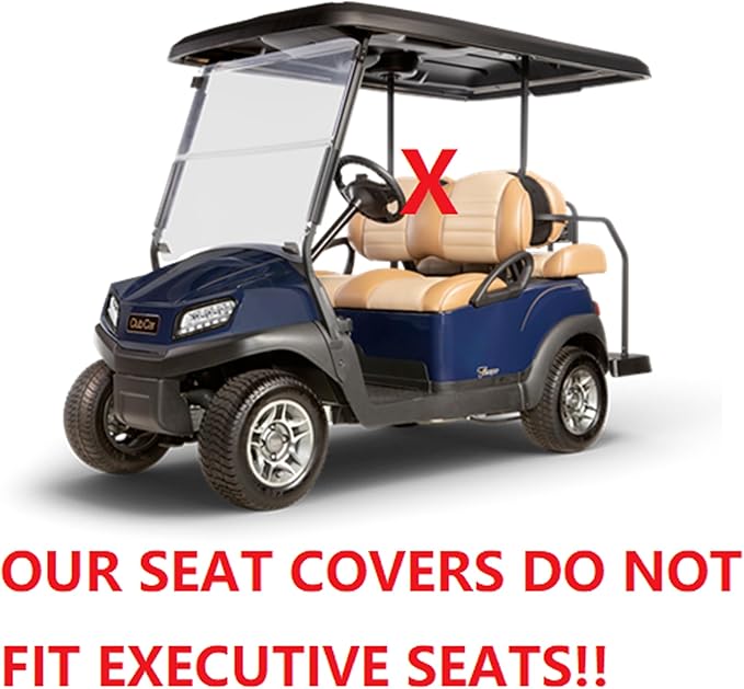 Huskey 4PCS Golf Cart Front/Rear Seat Covers for Club Car Precedent 2004+ G&E Models Custom Two-Tone Black/Red Diamond Stitching with Red Piping,Marine Grade Vinyl Material,Staple On Design