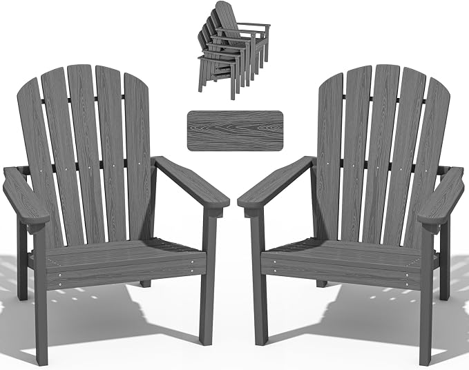 Stackable Adirondack Chairs Set of 2, Compact HDPE by nevilywood