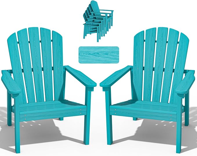 Stackable Adirondack Chairs Set of 2, Compact HDPE, Aruba | 26.3" Wide HDPE by nevilywood