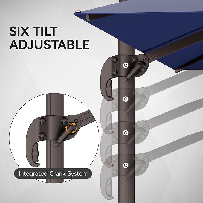 9x12FT Navy Blue Cantilever Outdoor Patio Umbrella - Image 5