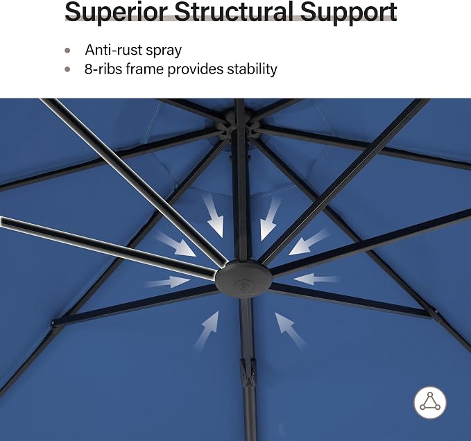 Outdoor Patio Umbrella with Base included, 11 FT Deluxe Curvy Cantilever - Image 6