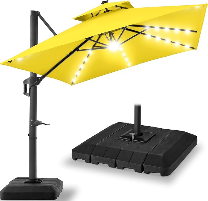 Best Choice Products 12x12ft LED Cantilever Patio Umbrella w/Base Included & by Unknown