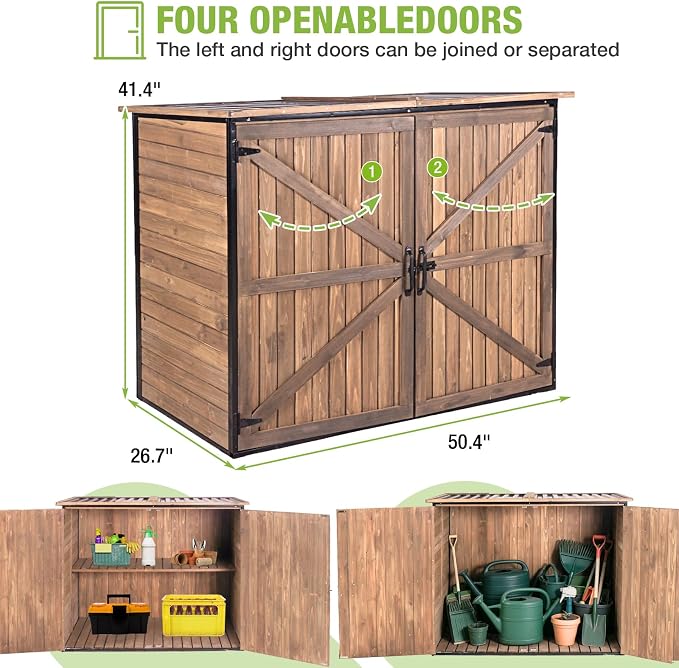 GUTINNEEN Weatherproof Outdoor Trash Can Shed, Outdoor Storage Shed - Image 4