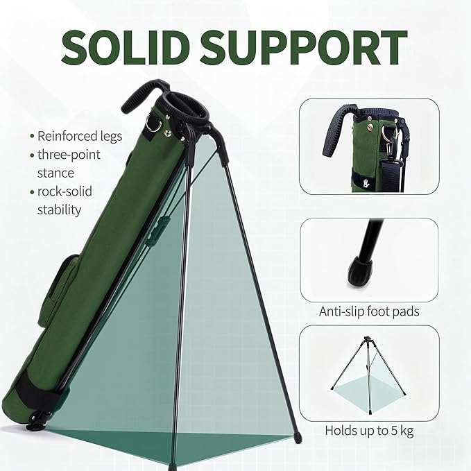 Lightweight Golf Stand Bag, Portable and Durable Golf Carry Bag with Padded Strap and Pocket, Sunday Bag for The Driving Range, 2-Way Divider Practice Bag for Men and Women