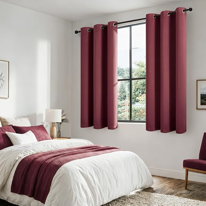 MIULEE Burgundy Red 100% Blackout Curtains - Image 6