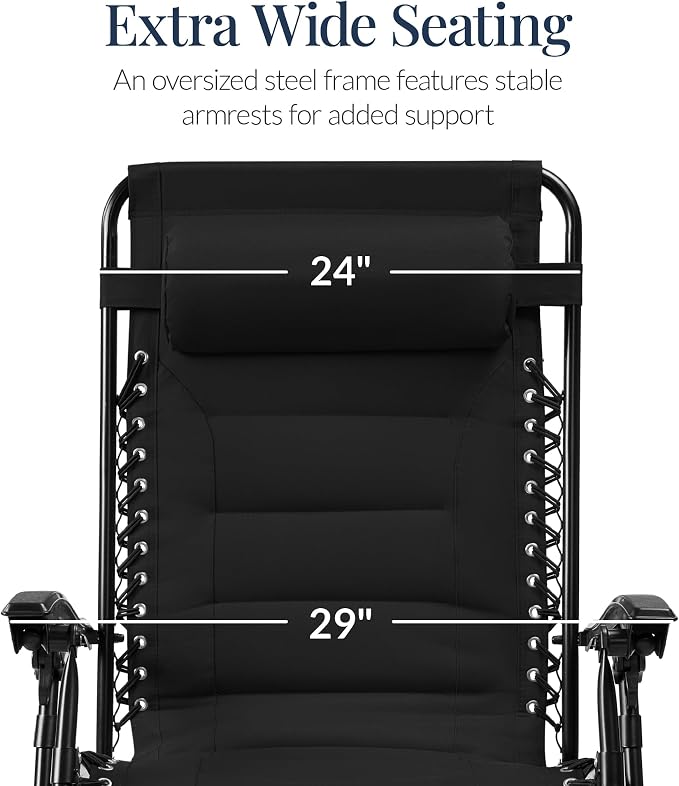 Best Choice Products Oversized Padded Zero Gravity Chair, Folding Outdoor Patio - Image 3