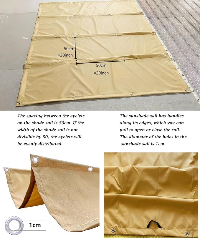 Retractable Wave Sun Shade Cloth 6' x 29' Sun Shade Sail Waterproof Polyester - Image 4