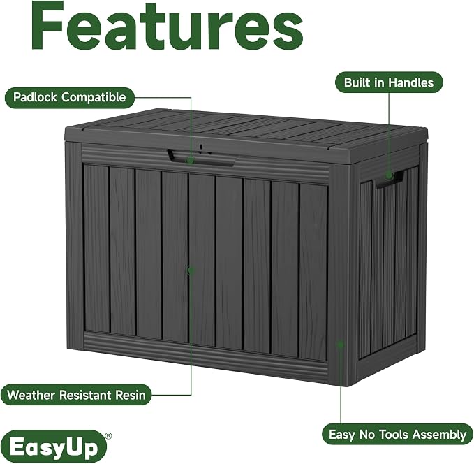 55 Gal Waterproof Resin Outdoor Storage Box UV Resistant Deck Box | Storage - Image 2
