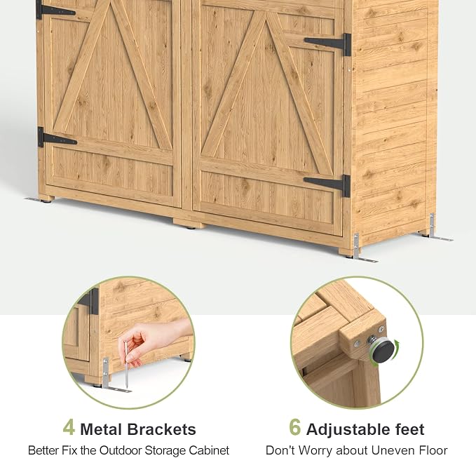 Gizoon Outdoor Cabinet, Waterproof Roof, Double Lockable Wooden Shed | 2 - Image 5