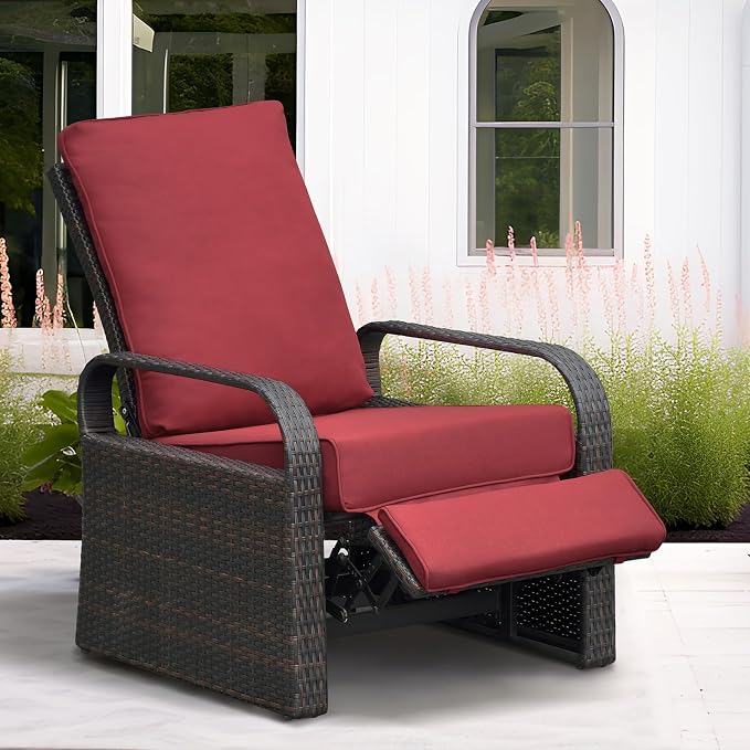 Outdoor Recliner, Aluminum Frame Patio Chaise Lounge Chairs - Image 7