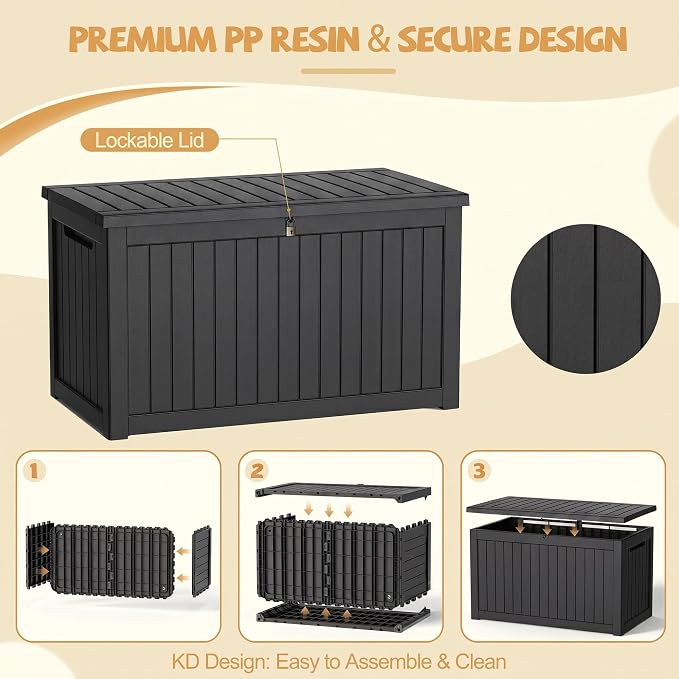 Outdoor Storage Box Waterproof, 360 Gal Gen 2 Resin Deck Box - Image 8