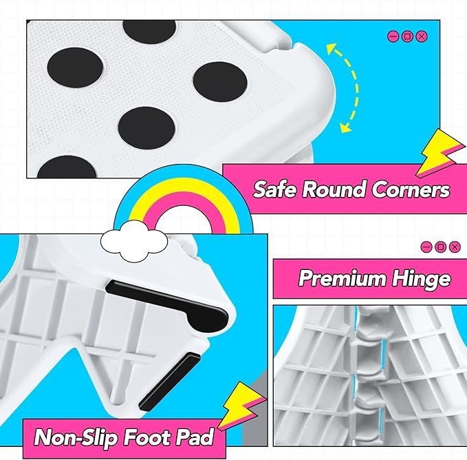 Delxo 9 Inch Kids Step Stool, 300 Lbs Folding Step Stool - Image 3