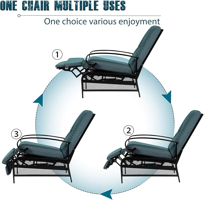 SUNCROWN Outdoor Recliner Chair Patio Adjustable Relaxing Chairs Outdoor Metal - Image 7