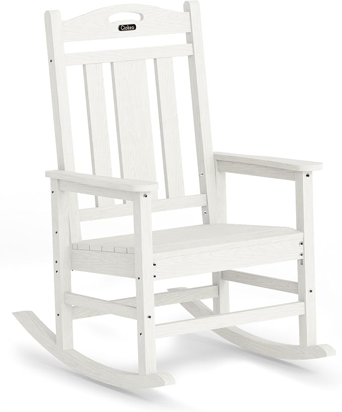 Oversized Outdoor Rocking Chair, High Back Patio Rocker by CIOKEA