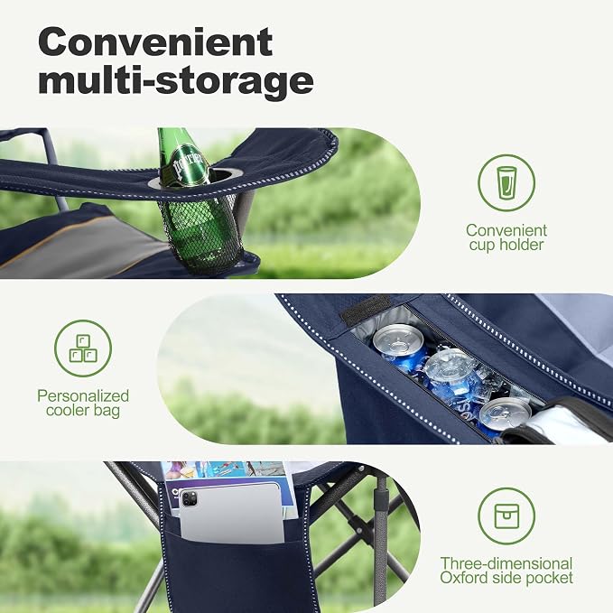 LET'S CAMP Folding Camping Chair Oversized Heavy Duty Padded Outdoor Chair | - Image 7