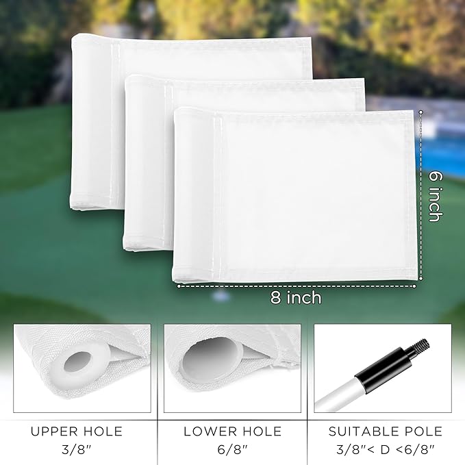 KINGTOP Solid Golf Flag All 8x6 Inch - 420D Nylon, Tube Inserted - Mini Putting Green Flags for Backyard Practice