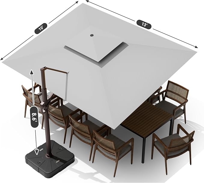 10x13FT Cantilever Patio Umbrella - Image 9