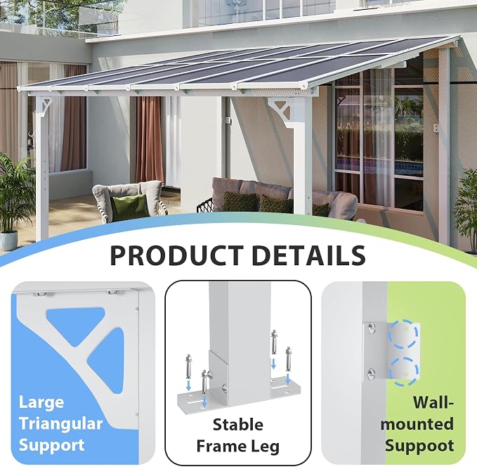 Aoxun 12’x10’ Gazebo with Aluminum Frame & Polycarbonate Panel, Outdoor Patio - Image 3