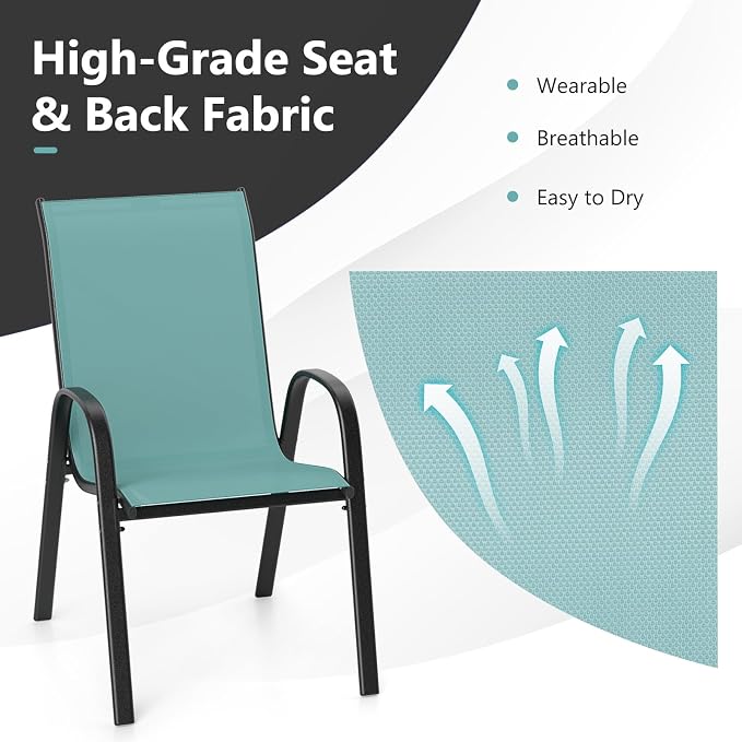 Giantex Patio Chairs Set of 2, Stackable Outdoor Dining Chairs - Image 5