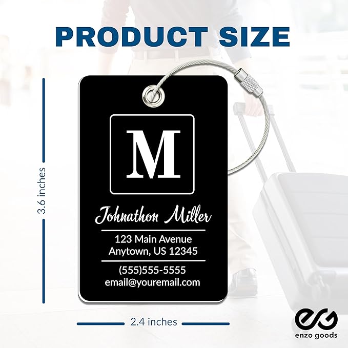 Personalized Luggage Tag | 2 Pack | Custom Luggage Tags for Suitcases | Kids Backpack Tag | 10 Color Options & Choose Font, Font Color