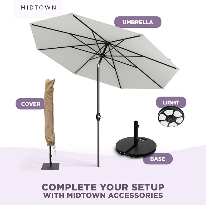 Midtown Umbrellas 10-Year-No-Fade - 8 Ft - UV Proof Off White Polyester Fabric - Image 8