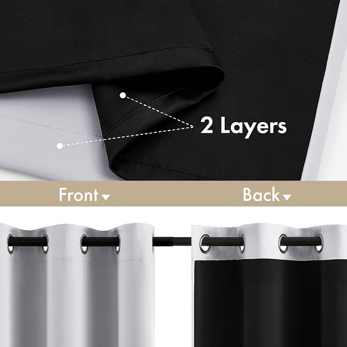 MIULEE Greyish White 40x54 Inch Length Blackout Curtains - Image 3