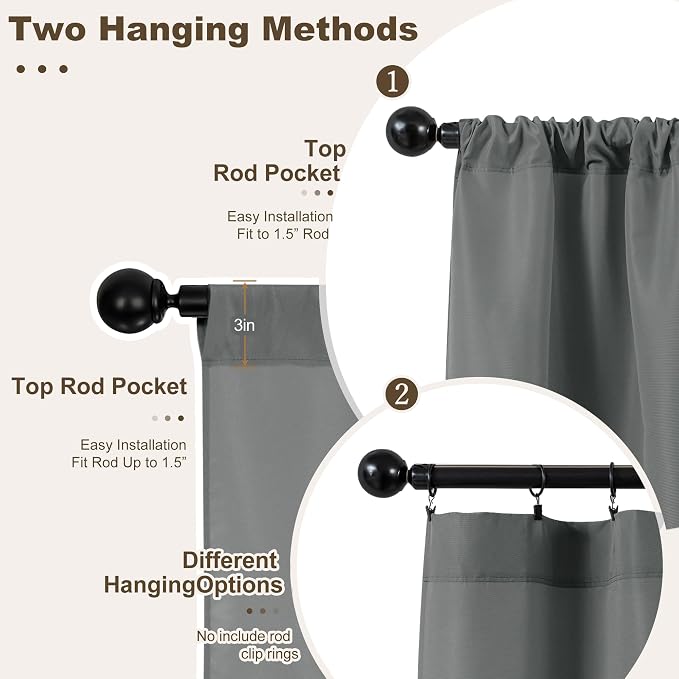 Outdoor Curtains for Patio Waterproof Rod Pocket 4 Pcs 54x84 Inch Grey | - Image 3