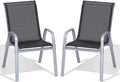 Patio Chairs Set of 2, All Weather Outdoor Dining Chairs | Stackable Dining by Dovov