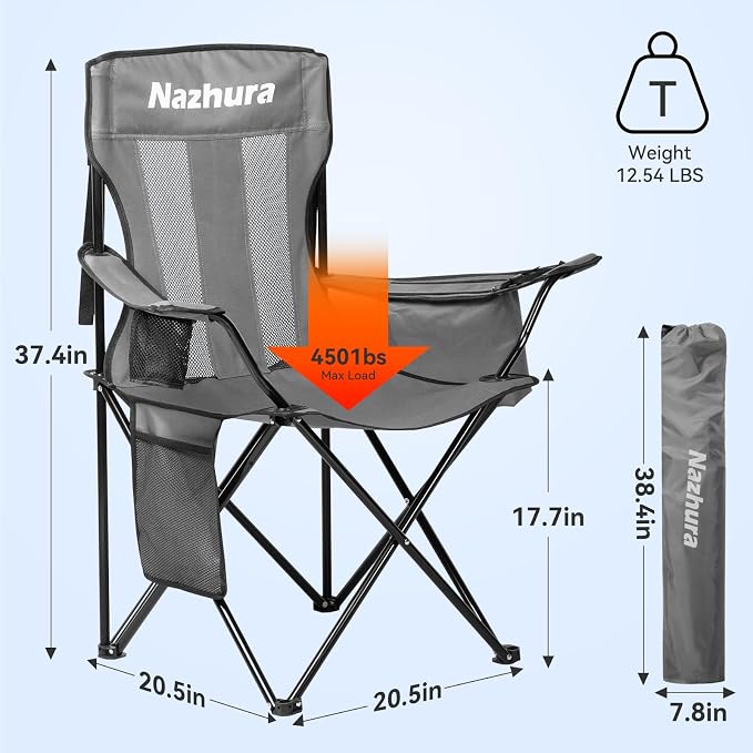 Nazhura 4 Pack Outdoor Camping Chairs Folding/Foldable/Portable - Image 3
