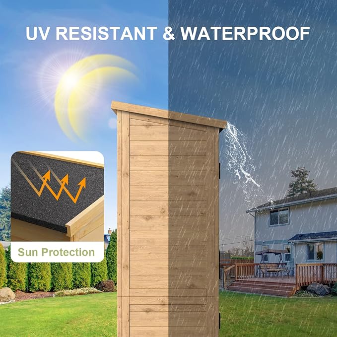 Gizoon Outdoor Cabinet, Waterproof Roof, Double Lockable Wooden Shed | 2 - Image 6