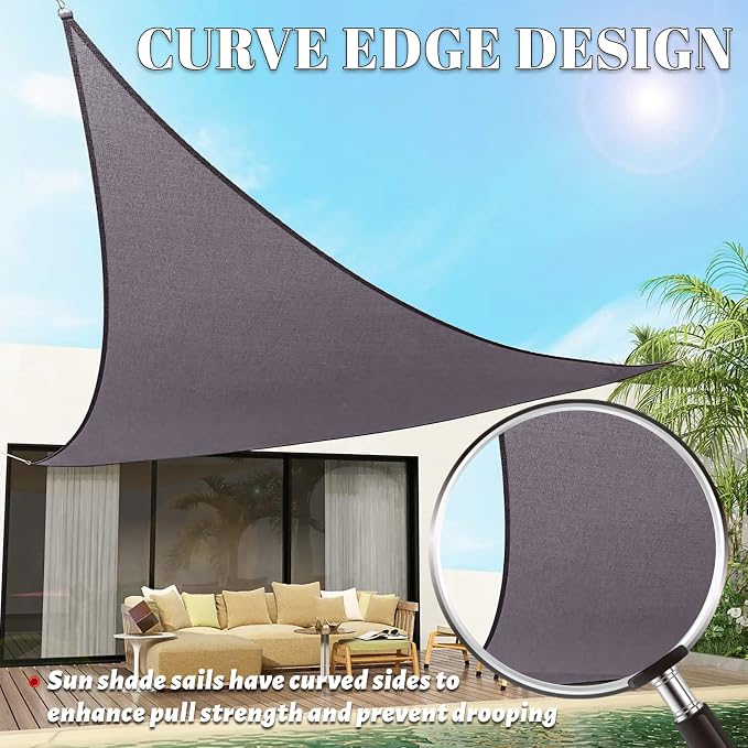 Custom Size 10'x18'x20.6' Dark Grey Sun Shade Sail Right Triangle UV Block - Image 3