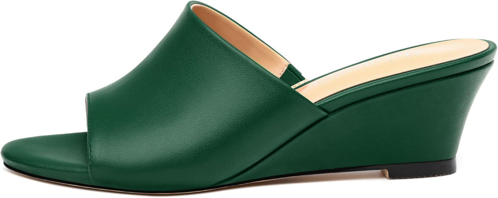 Wedge Sandals for Women Open Toe Wedge Heels Womens Matte High Heel Sandal Round Toe Heeled Wedge Sandals Slip on Casual shoes 2 inch