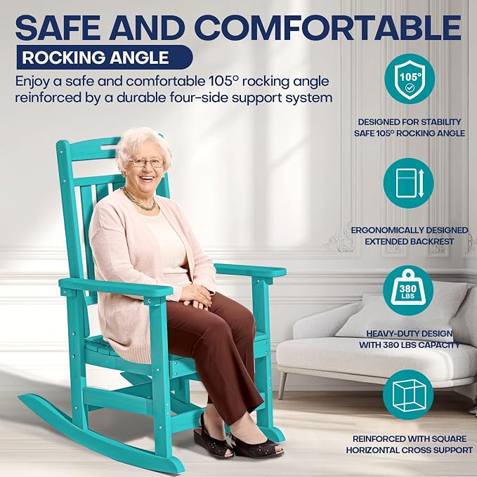 Oversized HDPE Outdoor Rocking Chair, All-Weather Resistant, Aruba | Heavy Duty - Image 4