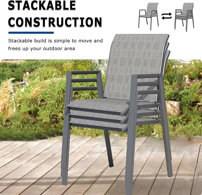 Outdoor Patio Chairs Set of 4, Lightweight Patio Set - Image 2
