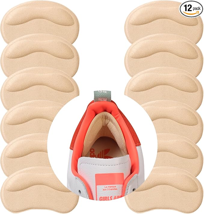 6 Pairs Heel Pads Cushion Inserts for Loose Shoes, Heel Grips & Liners for Men Women – Protectors Against Blisters, Heel Pain, Slipping & Friction(Beige)