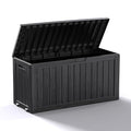 ROJIK Outdoor Storage Box with Wheels, 75 Gallon Waterproof Resin Deck Box by ROJIK