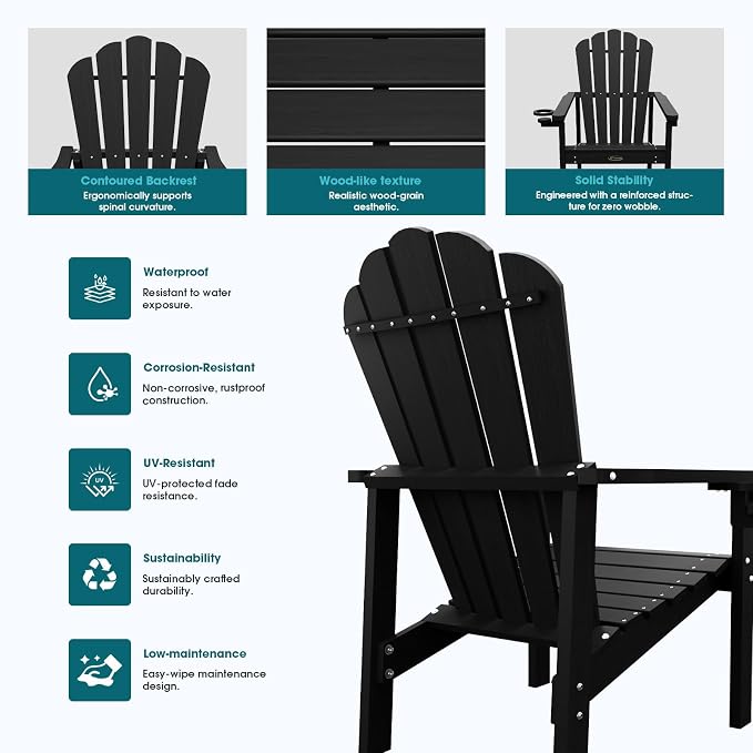 THOEOE Stackable Adirondack Chair Set of 6, Fire Pit Chairs, Space Saving - Image 6