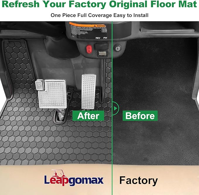 Golf Cart Floor Mat for Yamaha G29 Drive, Upgraded Non-Slip Full Coverage Liner Mats Replacement Thick Rubber, Fits Yamaha Drive (Gen1), G29, YDR, Adventurer (2007-2016)-Black Trim