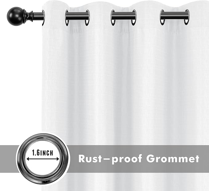 Linen Outdoor Curtains for Patio Waterproof 4 Pcs 54x84 In White | Light - Image 4