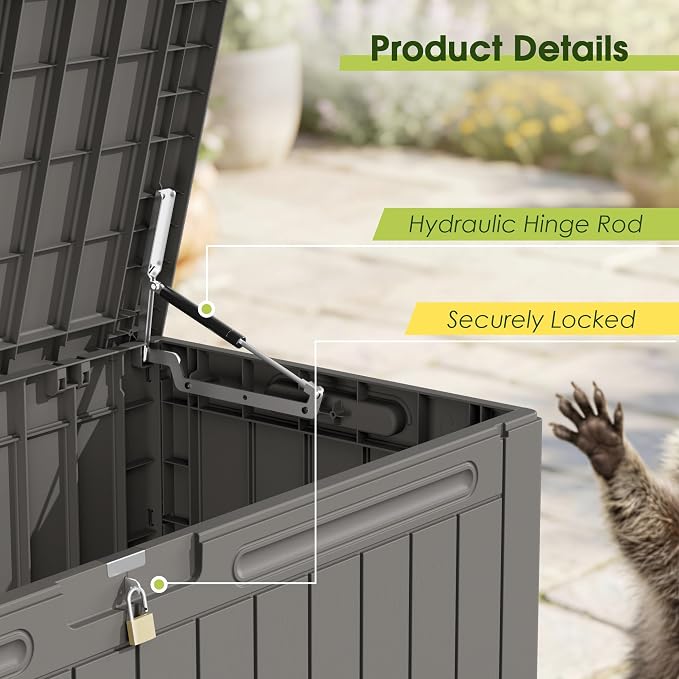 Devoko 100 Gallon Outdoor Storage Box, Waterproof Deck Box Lockable | Weather - Image 7