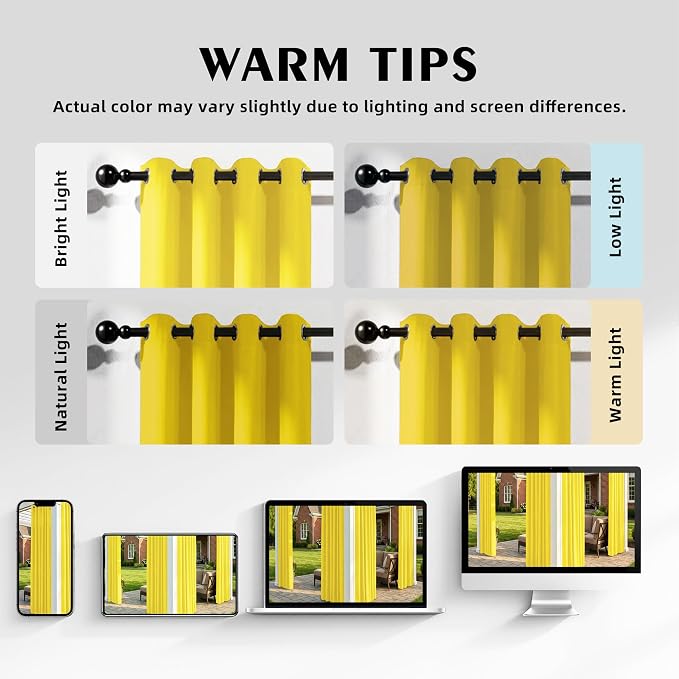 Set of 2 Outdoor Curtains for Patio Waterproof, Breathable Grommet Panels for - Image 6