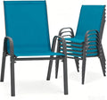 24.4" Wide Outdoor Stackable Chairs Set of 6 | Stacking Patio Chairs by Villeston